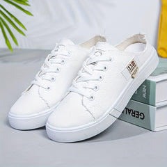 Women's Lace-Up Canvas Mule Sneakers