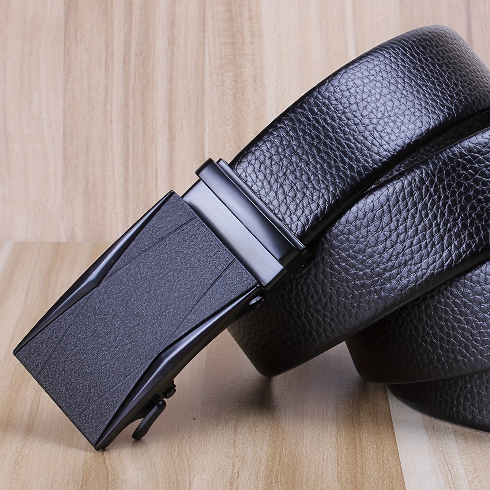Men's Two Layer Cowhide Belt with Automatic Buckle