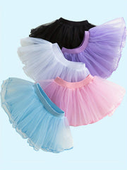 Girls Dreamy Solid Tutu Skirt Four Layers Dance Skirt