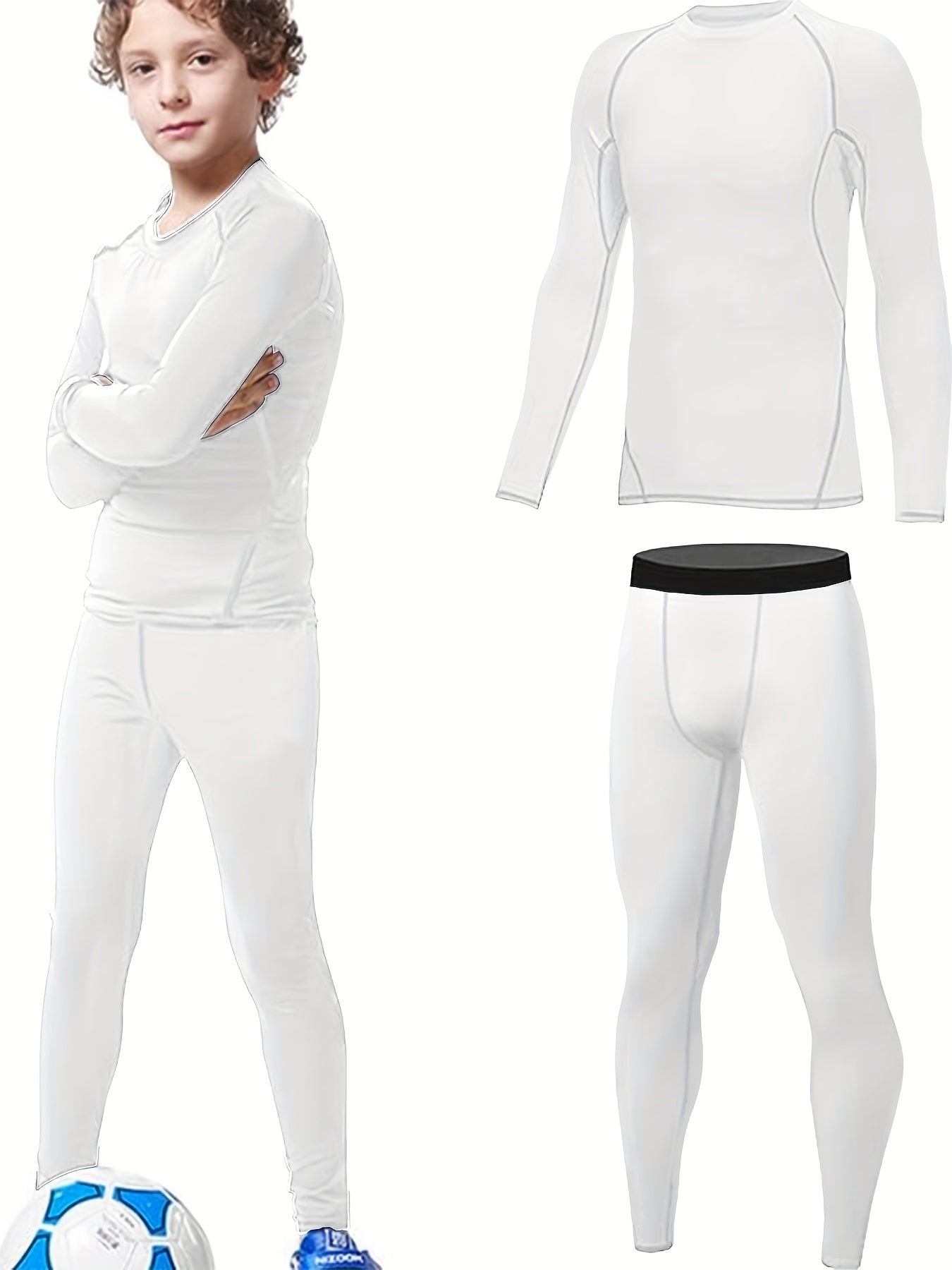 Youth Compression Set Quick Dry Long Sleeve Shirt Shorts Base Layer Pants