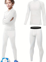 Youth Compression Set Quick Dry Long Sleeve Shirt Shorts Base Layer Pants