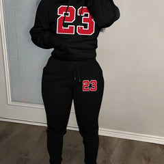 Letter Print Hoodie & Joggers Outfits 2 Piece Set