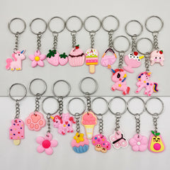 20pcs Cartoon Keychain Party Favors Mini Keyring Classroom Prizes