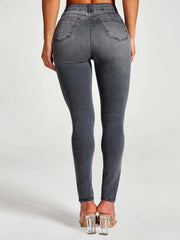 High Rise Stretchy Grey Skinny Jeans Tight Fit Denim Pants Women's Jeans