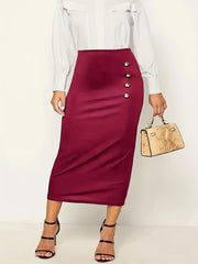 High Waist Maxi Skirt Slim Solid Office Skirt Women's Clothing