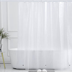 Semi Transparent Shower Curtain Liner Waterproof with Hooks