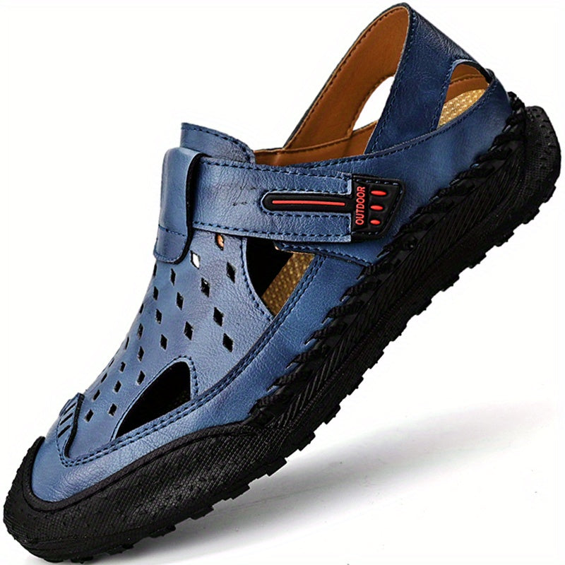 Men's Leather Sandals Closed Toe Fisherman Summer Shoes