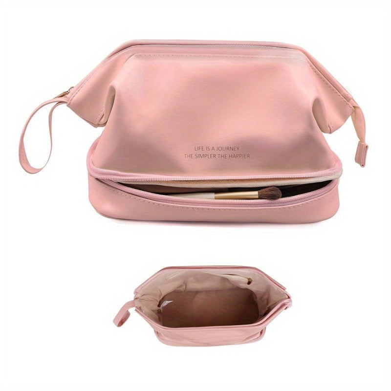 Double Layer Makeup Bag Solid Cosmetic Toiletry Wash Bag