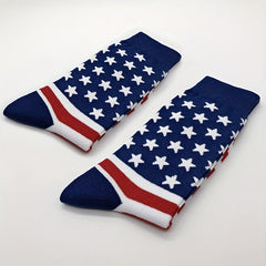 American Flag Crew Socks 2 Pairs Women's Mid Tube Stockings