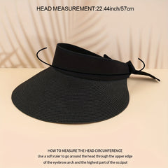 Wide Brim Visor Hat UV Protection Breathable Straw Sun Hat