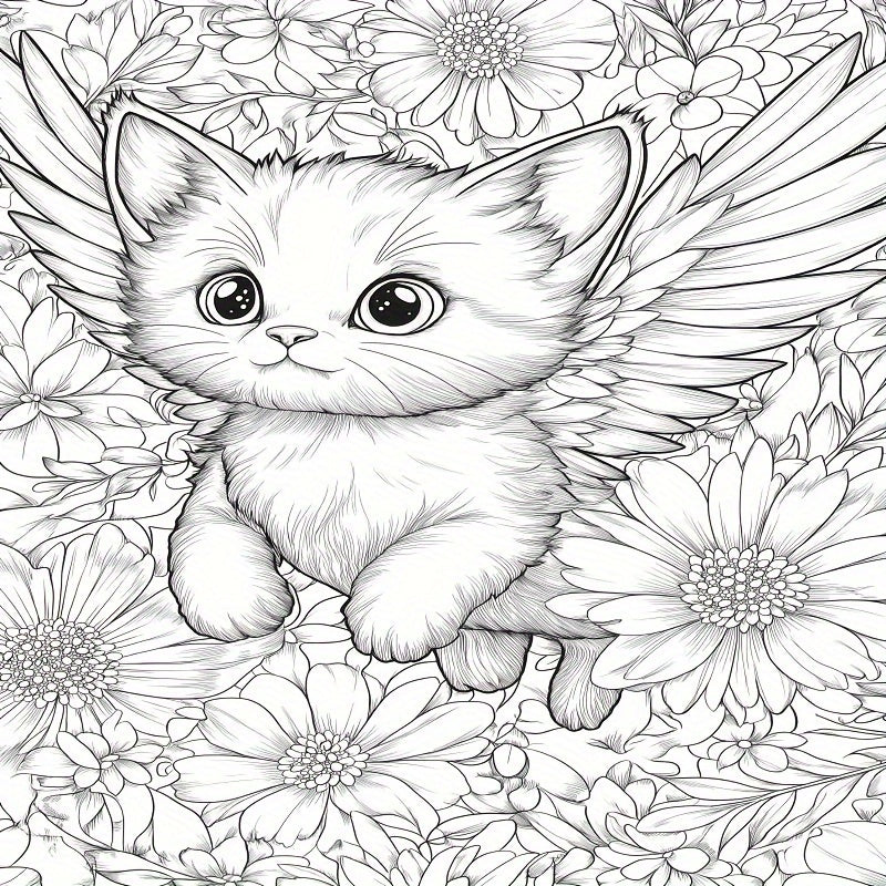Fairy Cat Coloring Book 22 Pages Thick Paper Creative Halloween