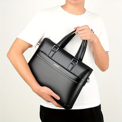 BAODIDAISHU Men's PU Leather Laptop Briefcase Top Handle Bag