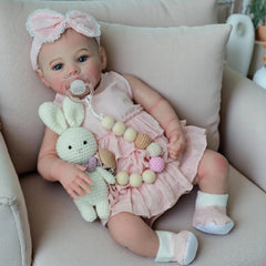 Soft Vinyl & Cloth Body Reborn Doll with Painted Hair, Lifelike Mixed Light Beig