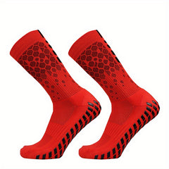 Non slip Silicone Athletic Socks Football Soccer Breathable Mid Calf Socks