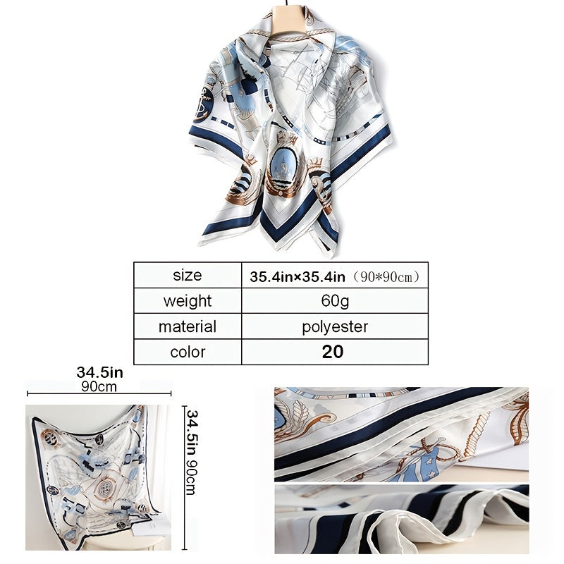 Printed Imitation Silk Scarf Muslim Bag Head Wrap Lightweight Neck Scarfs