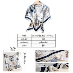 Printed Imitation Silk Scarf Muslim Bag Head Wrap Lightweight Neck Scarfs