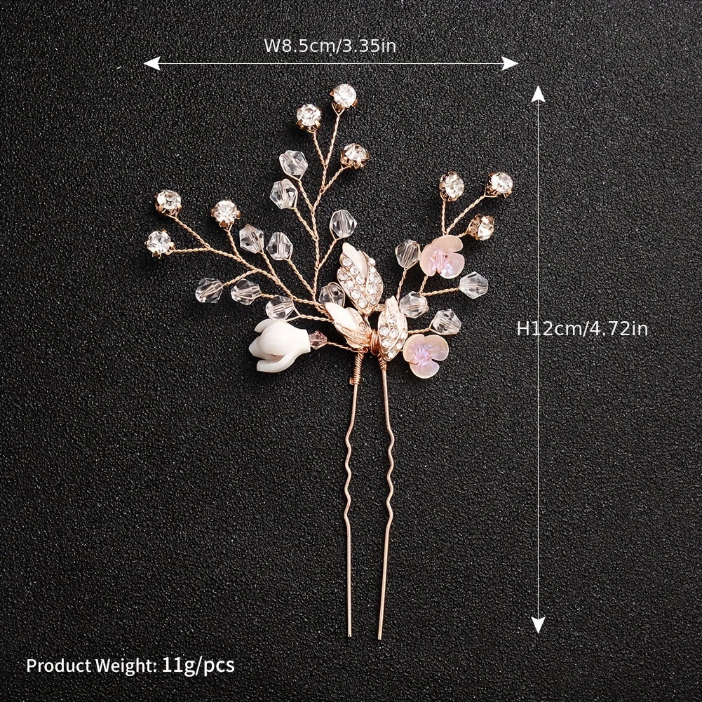 Bridal Hairpin Floral Crystal Rhinestone Hair Comb