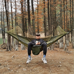 Nylon Hammock with Quick Opening Mosquito Net for Outdoor Camping