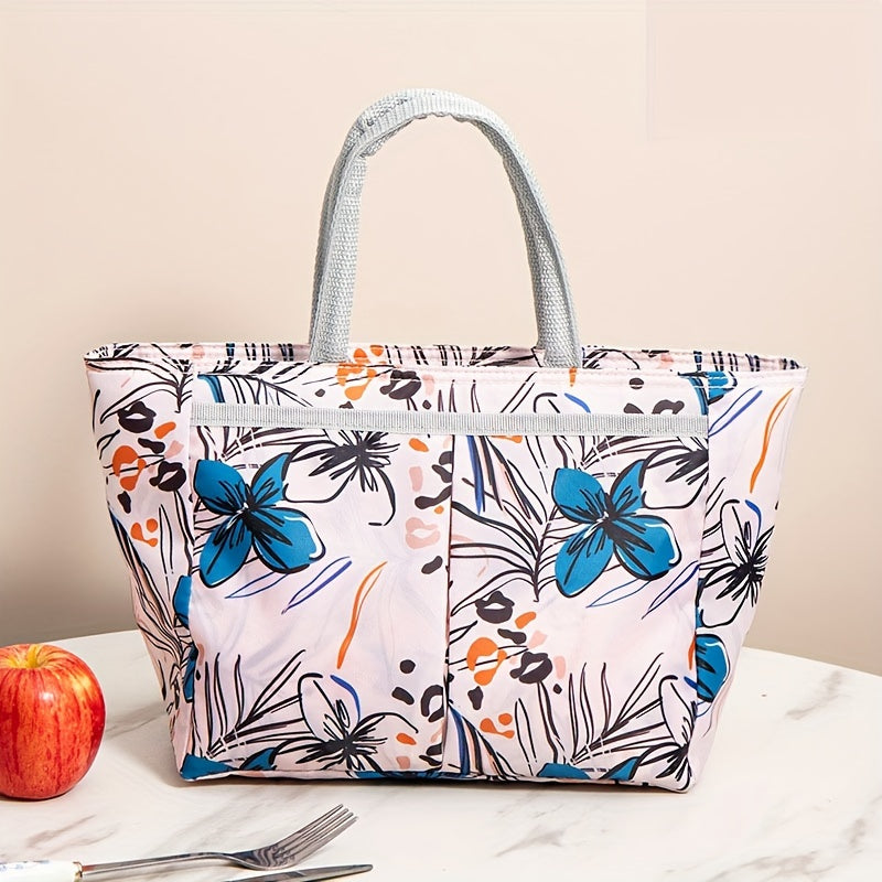 Large Capacity Printed Insulated Lunch Bag for Picnic