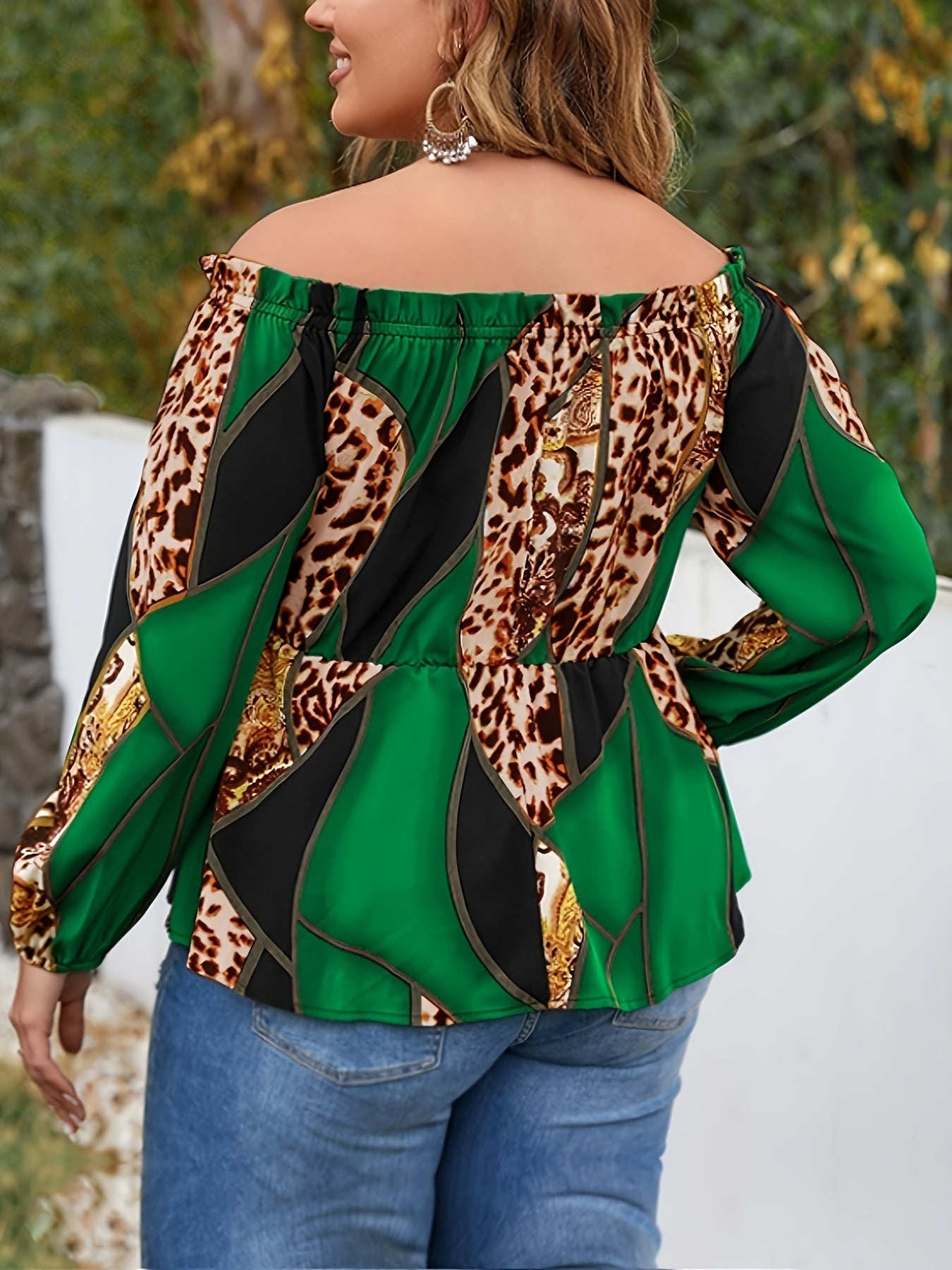 Leopard Print Off Shoulder Blouse