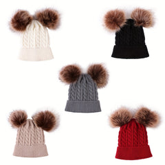 Children's Double Balls Knitted Hat for Autumn and Winter - Warm Keeping Hat