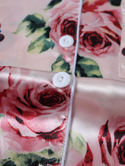 Satin Rose Print Nightshirt with Pocket