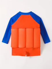 Boys One Piece Swimsuit With Float Cartoon Pattern