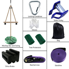 Outdoor Slide Flat Belt Set 15m Soft Rope Pulley Kit Warrior Barrier Course