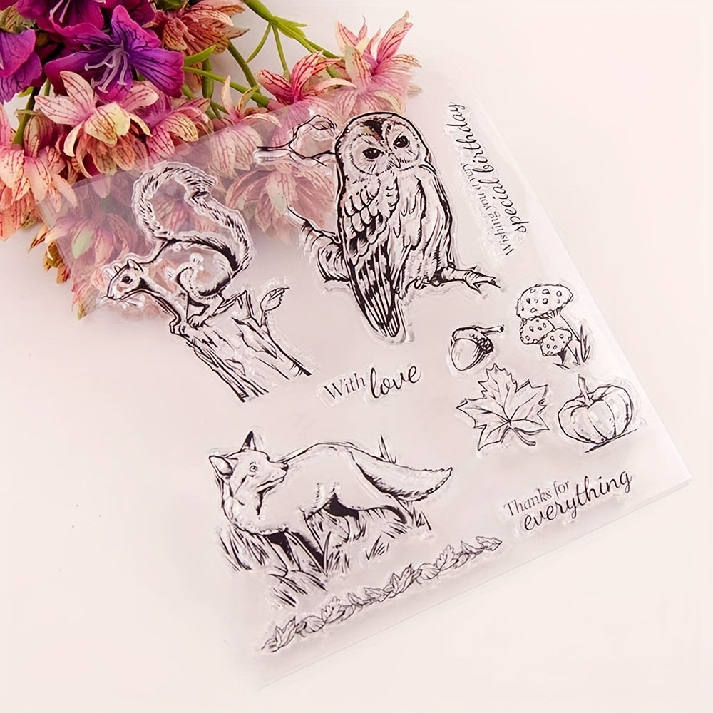 Owl Fox Background Clear Stamps for Card Making DIY Scrapbooking