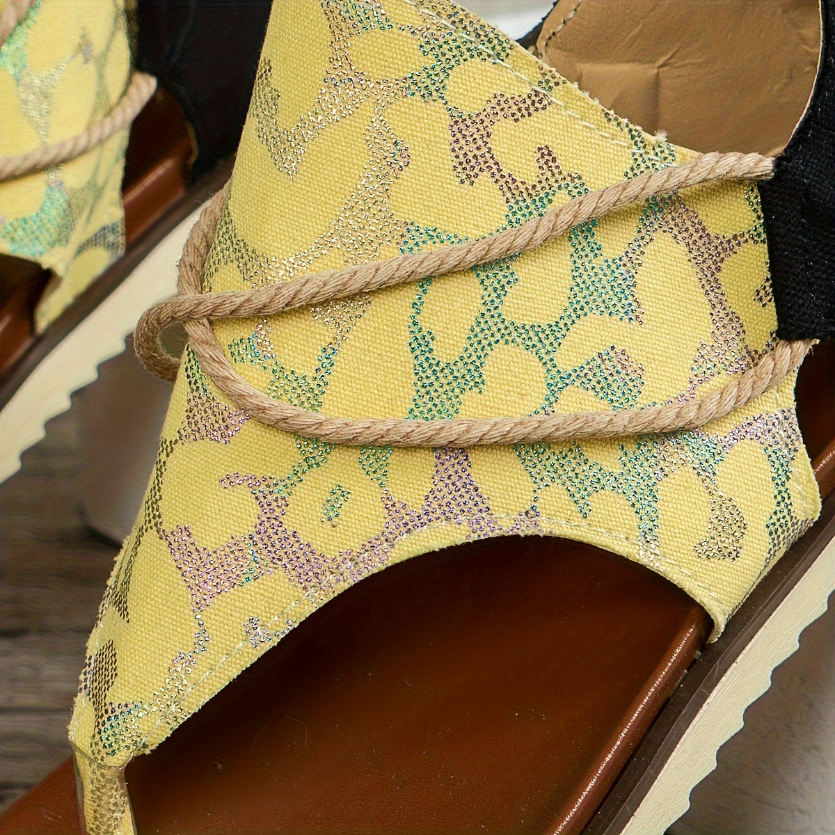 Leopard Print Thong Sandals Comfy Roman Style Vacation Beach Sandals