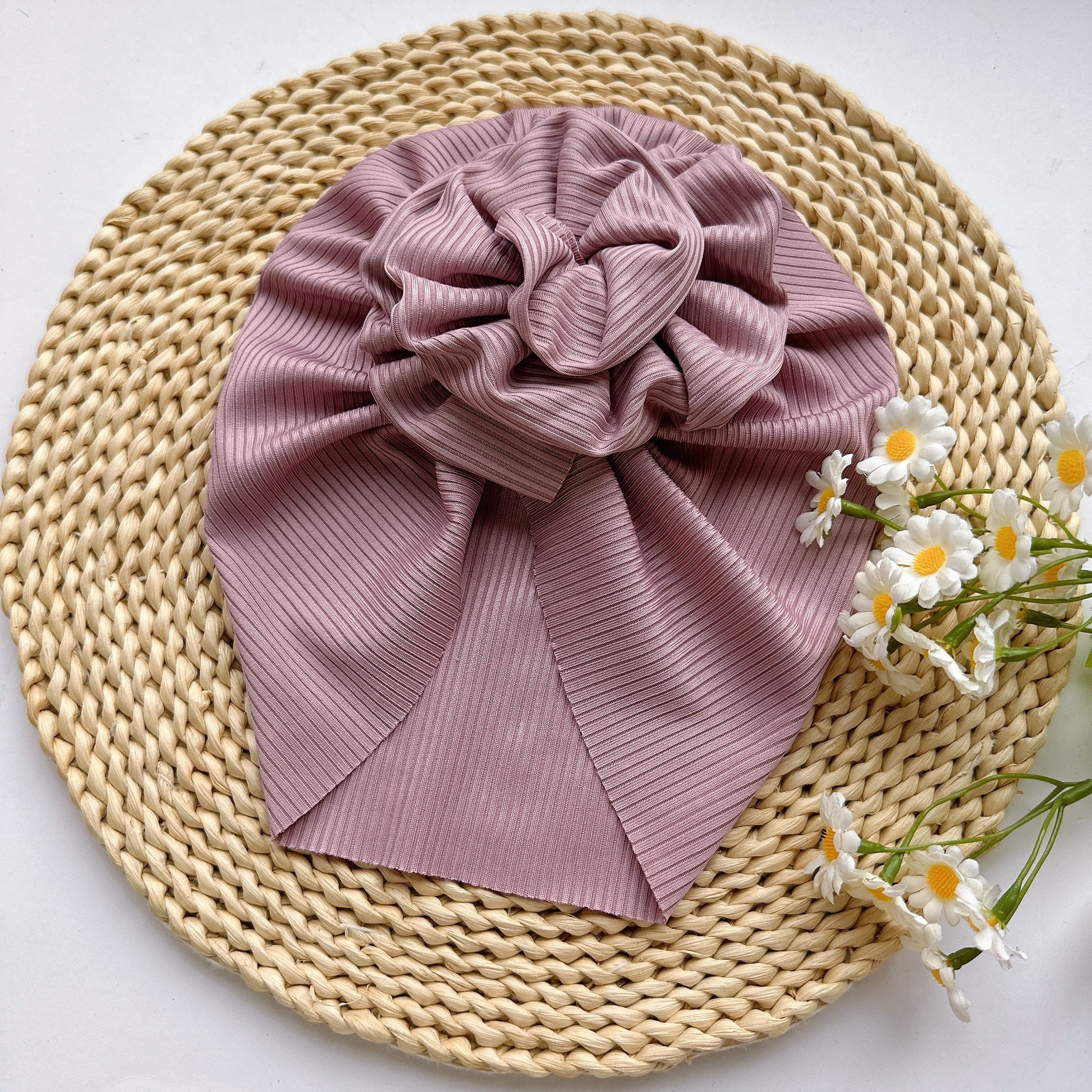 Soft Baby Headband with Big Flower - Newborn Hat