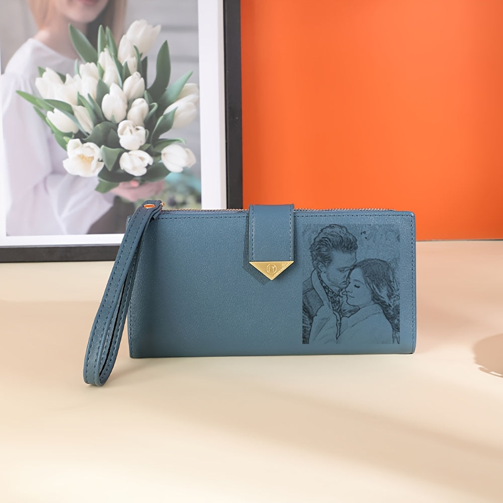 Personalized Photos Wallet Large Capacity Clasp Clutch Bag Bifold Wallet