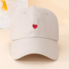 Unisex Sunshade Adjustable Baseball Cap with Heart Embroidery