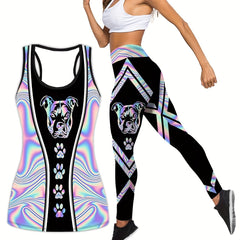 Puppy Print Tank Top & Yoga Pants Set