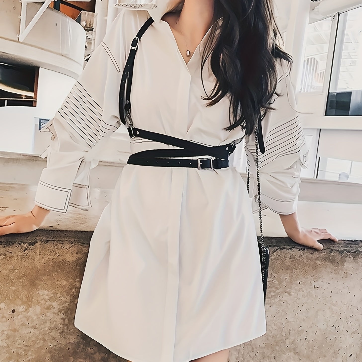 Adjustable Harness Belt Punk PU Leather Waistband Women's Suspenders
