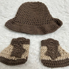 Newborn Baby Cowboy Costume Hat Boot Photo Props Set