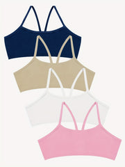 4pcs Girls Training Bras Stretchy Sports Bralette Sleeveless Crop Tank Tops