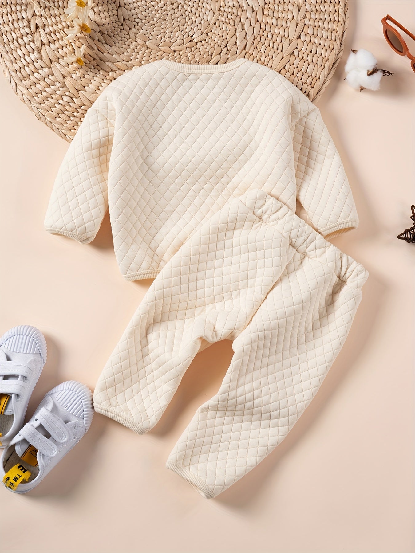 Baby Bear Pattern Pullover Top & Pants Set
