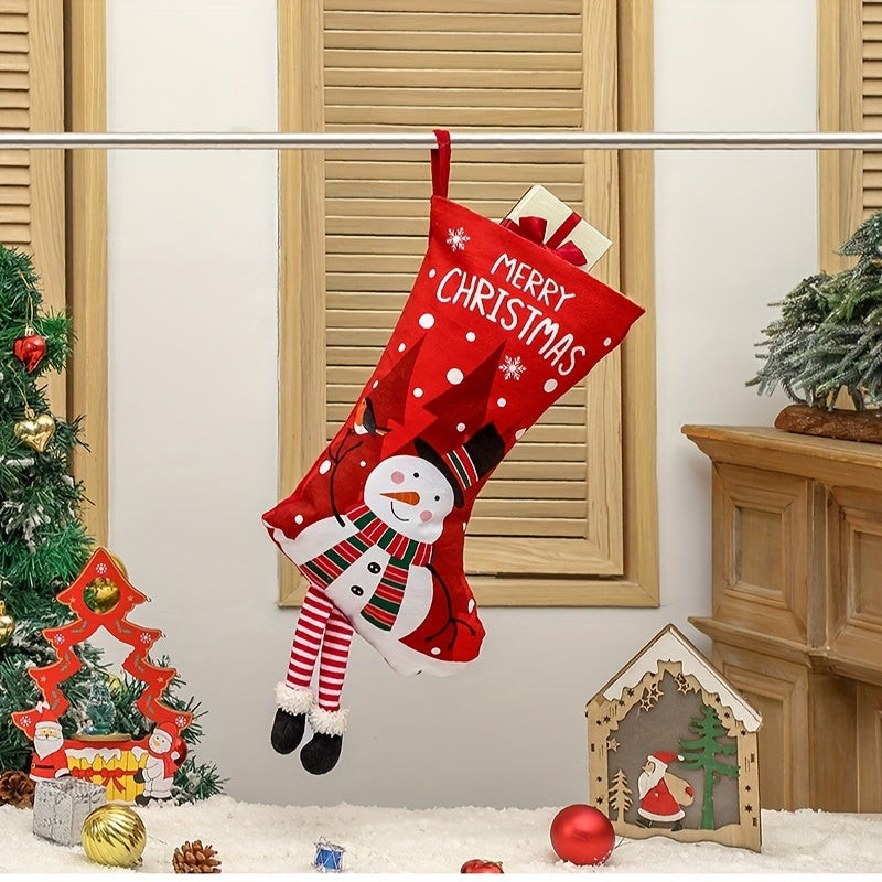 Santa Claus Snowmen Elk And Tree Christmas Socks - Christmas Tree Decorations