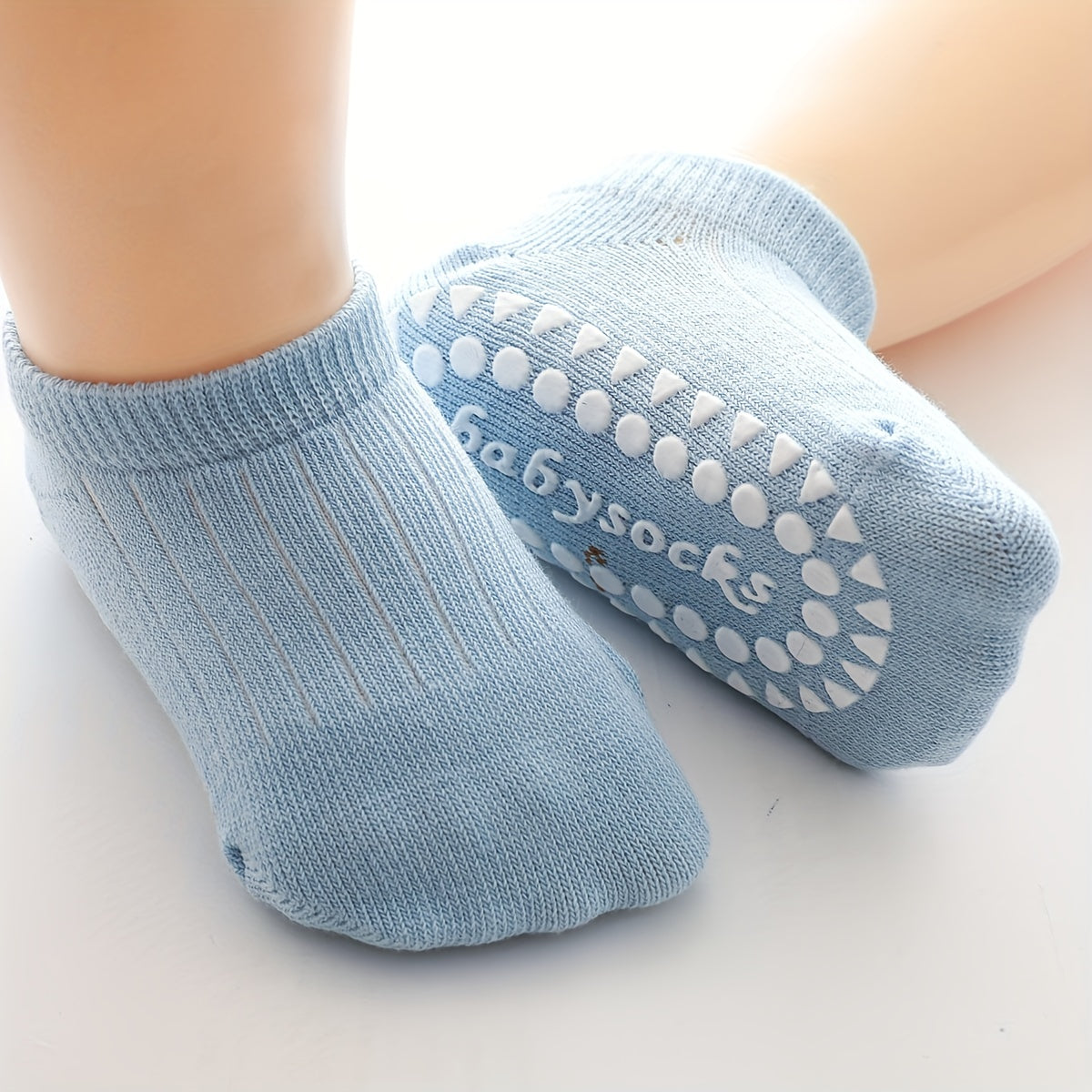 3 Pairs of Baby Non Slip Knit Socks Soft Breathable for Autumn & Spring
