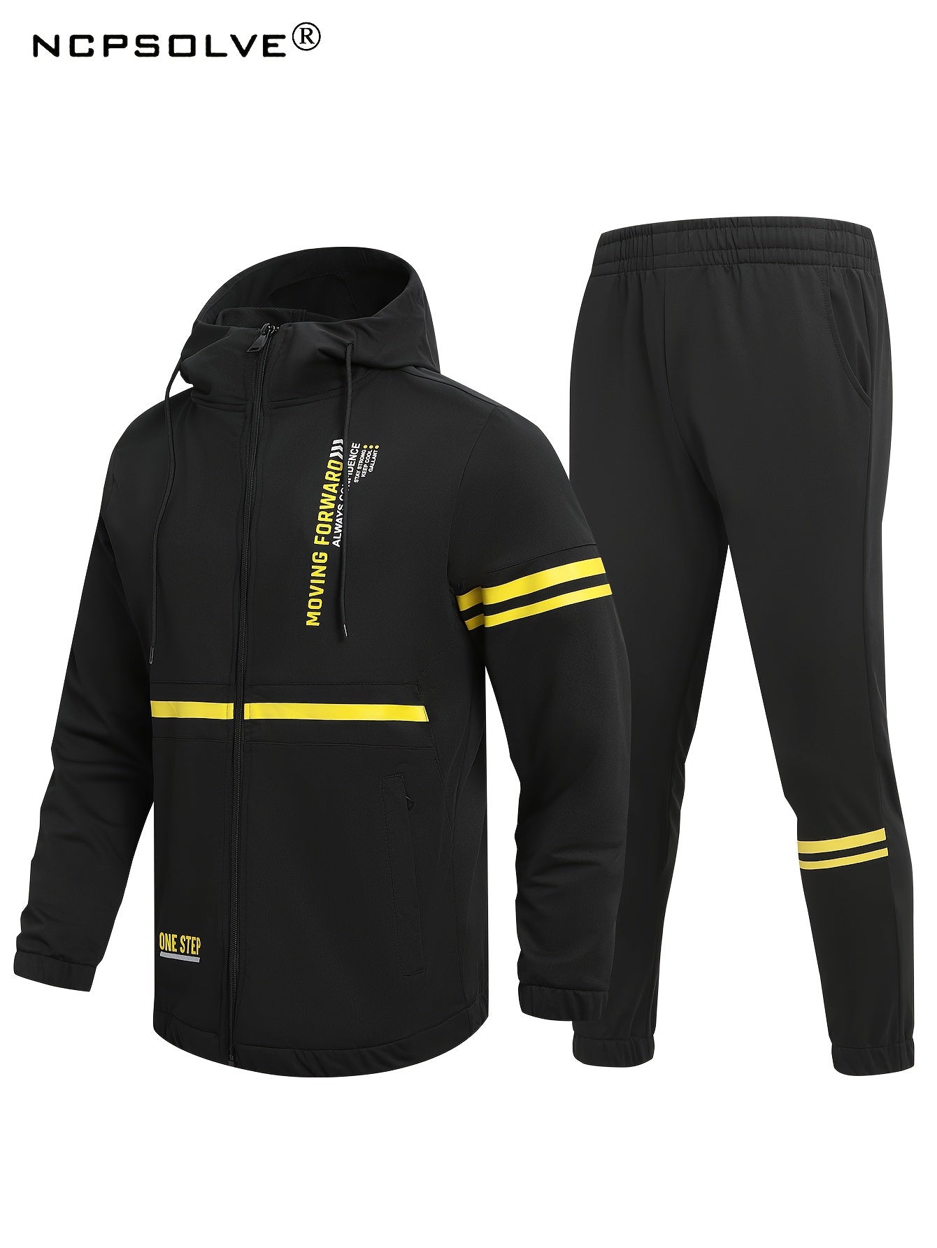 Men's Jersey Suit Hooded Zipper Jacket And Casual Pants