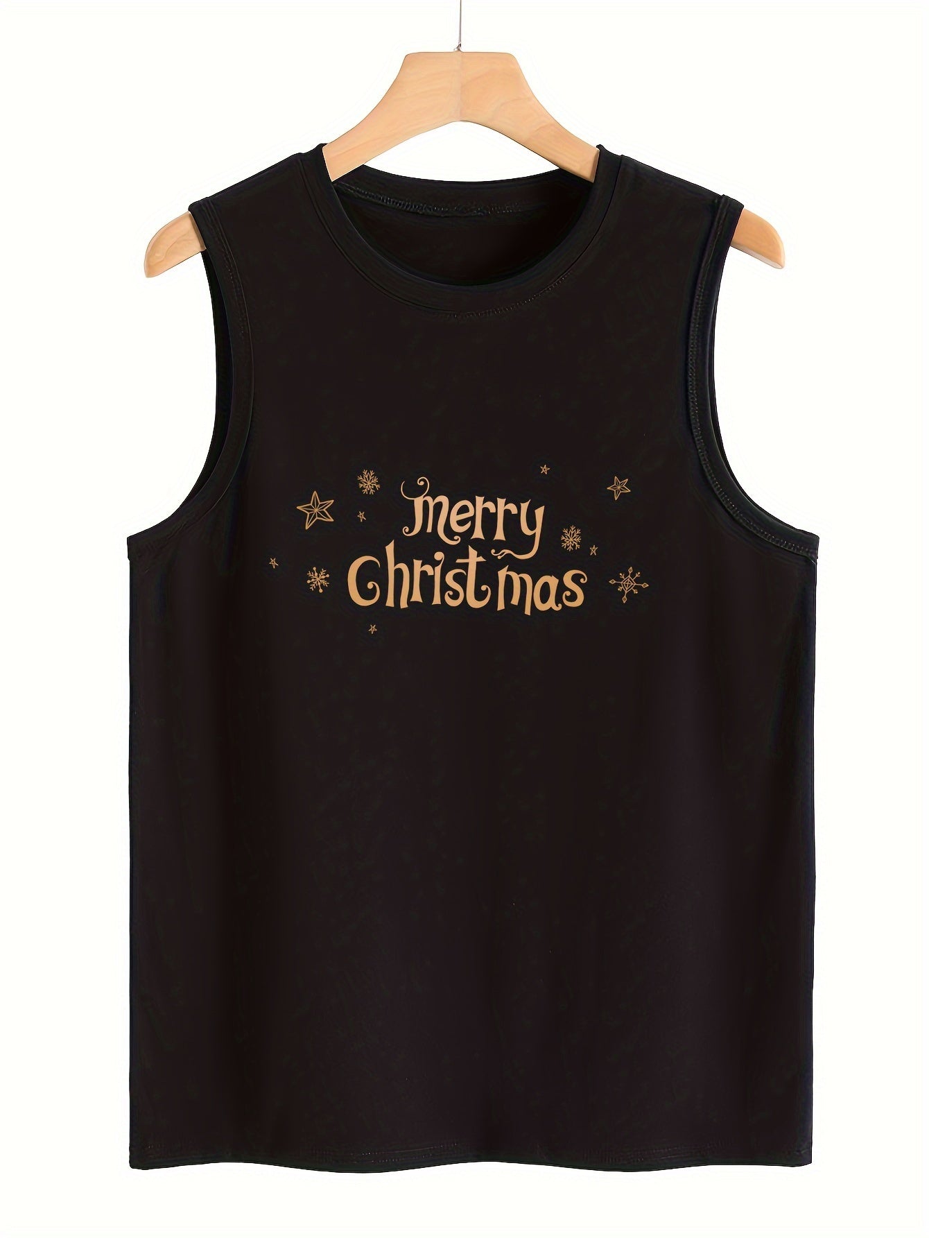 Snowflake & Merry Christmas Print Sleeveless Sports Vest Women's Activewear