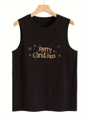 Snowflake & Merry Christmas Print Sleeveless Sports Vest Women's Activewear