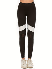 Contrast Mesh Insert Leggings Sporty Skinny Leggings