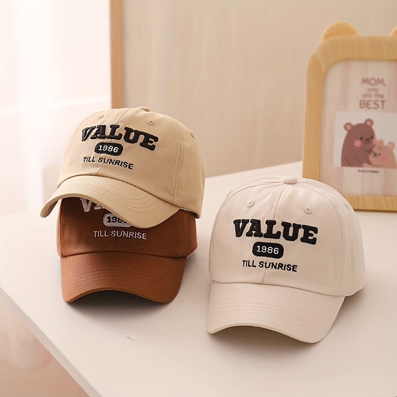 Kids Sunshade Breathable Baseball Cap With Letter Embroidery