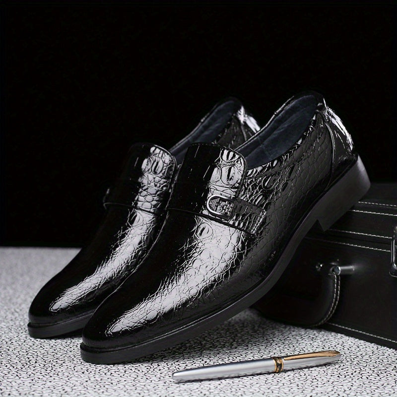 Men's Crocodile Pattern Slip On Formal Shoes Wear-resistant Non Slip