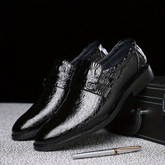 Men's Crocodile Pattern Slip On Formal Shoes Wear-resistant Non Slip