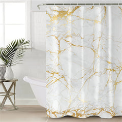 Marbled Shower Curtain Set Bathroom Waterproof Shower Curtain With Plastic Hooks