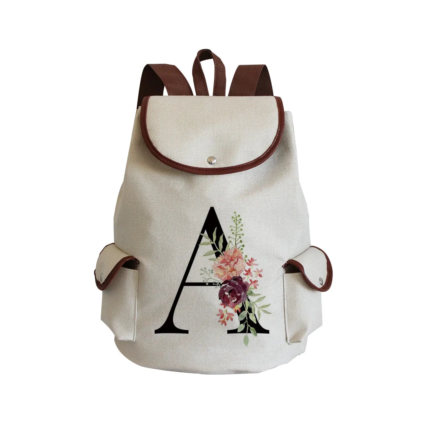 Floral Print Backpack School Bag Personalized Name Eco Friendly Outdoor Travel P