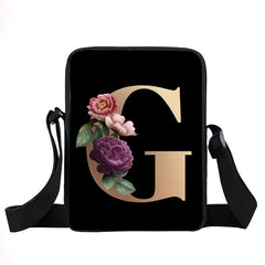 Initial Letter Flower Shoulder Bags A-Z Alphabet Women Handbags Bridesmaid Cross